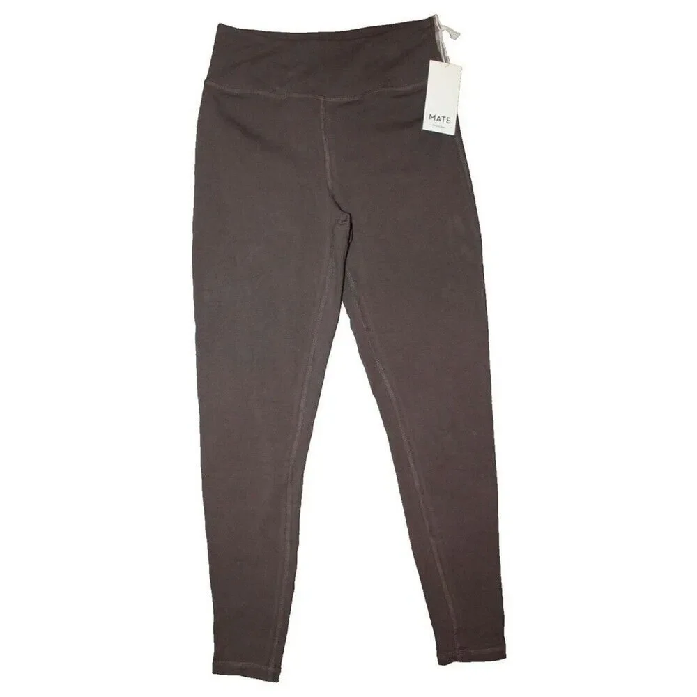 MATE THE LABEL ORGANIC COTTON FULL LENGTH LEGGINGS‎ MOCHA BROWN NWT - Picture 5 of 7